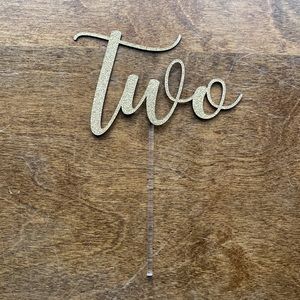 Number 2 gold glitter cake topper